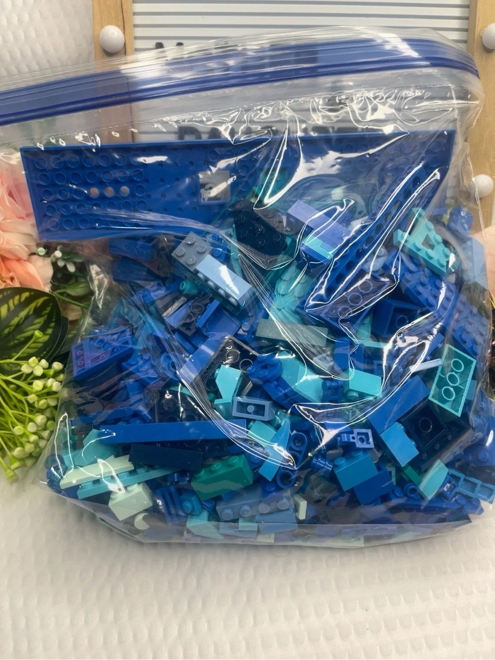 LEGO Blue Parts Lot 1.5 lbs Mixed Bulk Bricks Plates Genuine